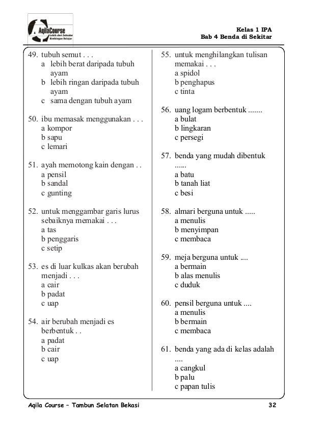 Best 13 18 Contoh Soal Bahasa Indonesia Kelas 1 Sd Tema 2 Artofit