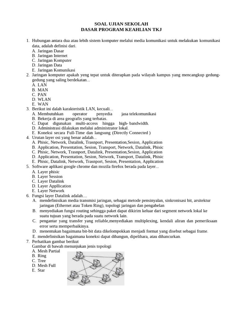 Soal Ujian TKJ Jaringan Komputer dan Protokol PDF
