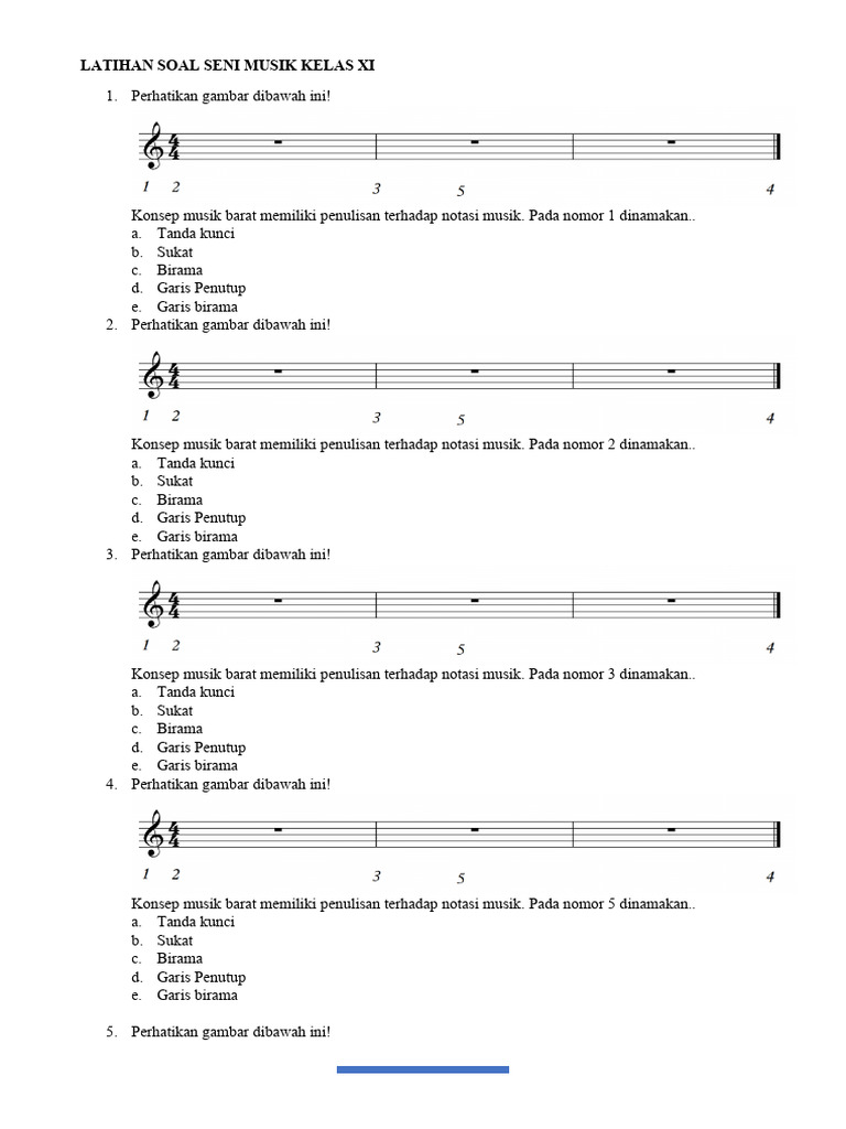 Latihan Soal Musik Kelas XI PDF Latihan Soal Musik Kelas XI PDF