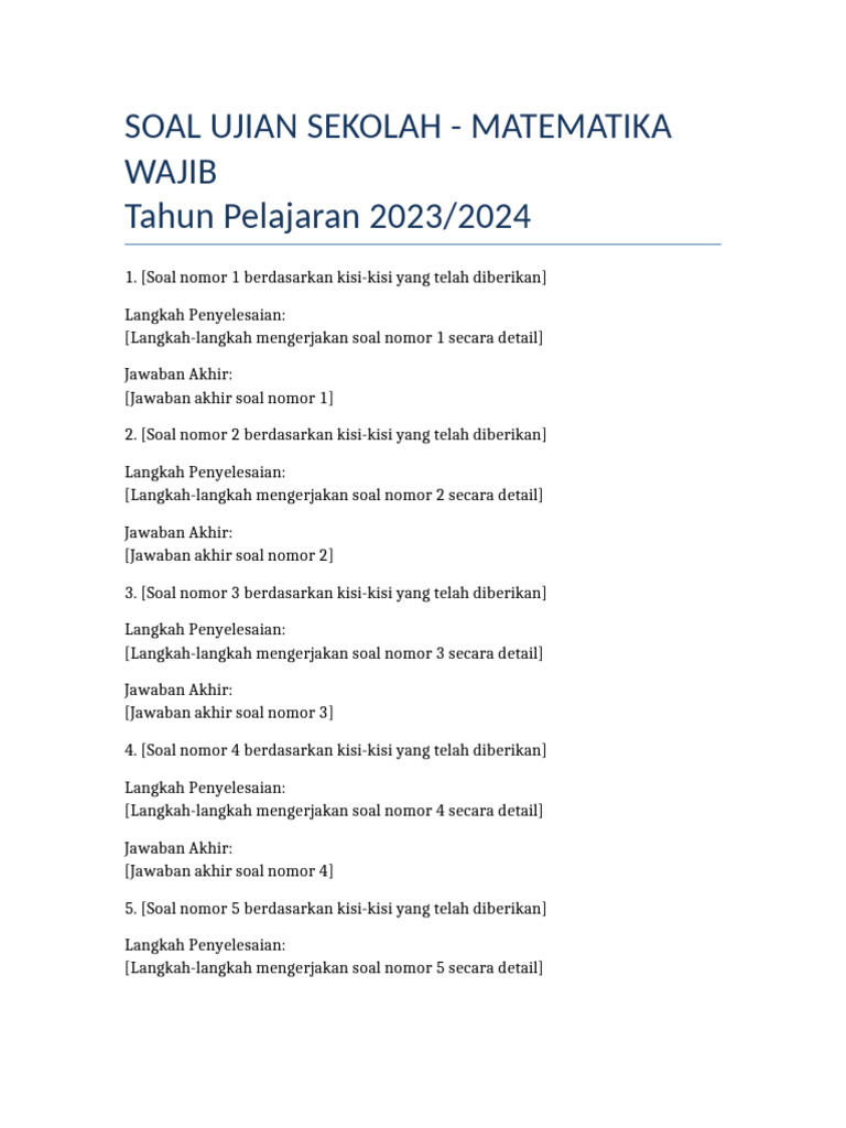 Soal Ujian Sekolah Matematika Wajib Dengan Langkah 3 PDF Soal Ujian Sekolah Matematika Wajib Dengan Langkah 3 PDF