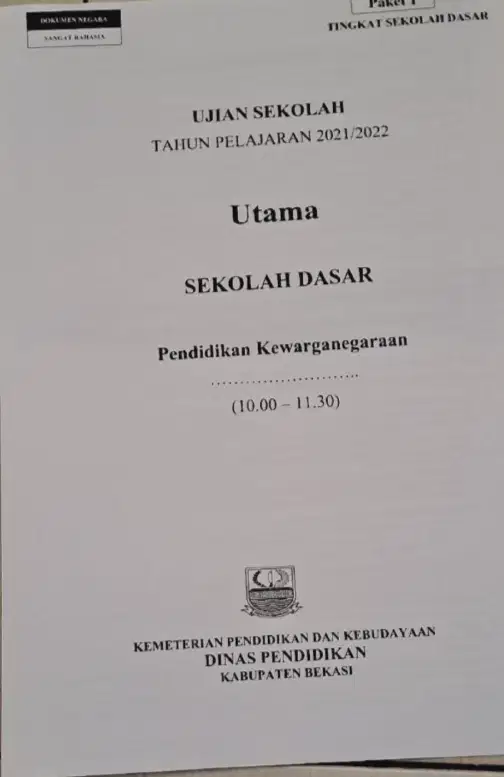 Latihan Soal Ujian Sekolah US PPKn Part 1 Kuis