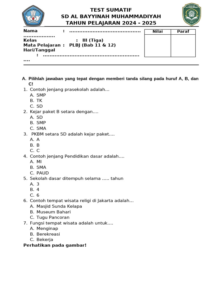 Ujian PLBJ Kelas 6 Bab 6 PDF Ujian PLBJ Kelas 6 Bab 6 PDF