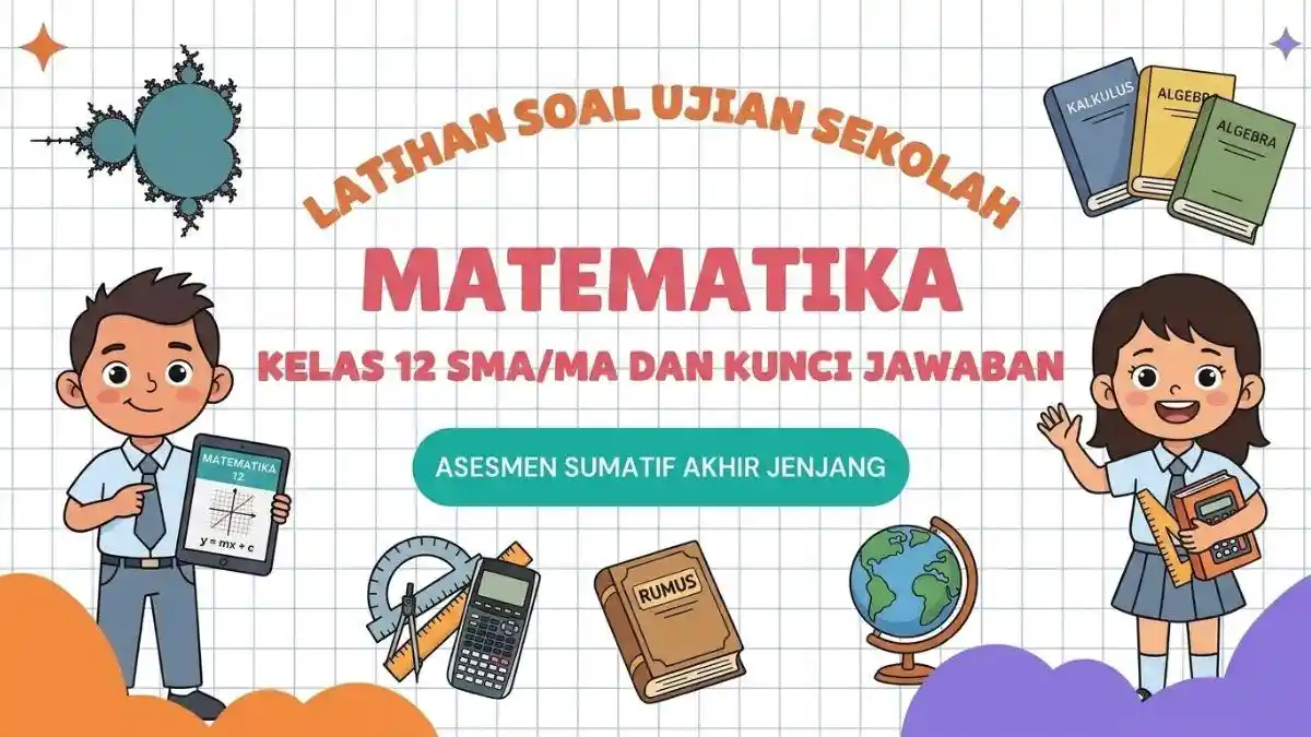 Soal Ujian Sekolah Matematika Kelas 12 SMA MA dan Kunci Jawaban ASAJ Soal Ujian Sekolah Matematika Kelas 12 SMA MA dan Kunci Jawaban ASAJ