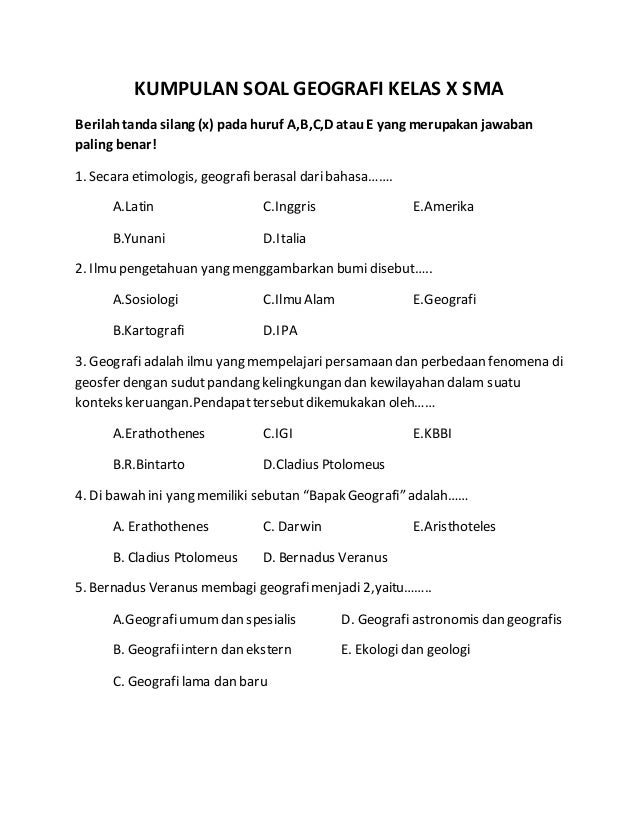 10 Contoh Soal PG Geografi Kelas 10 Semester 2 Ternyata Mudah Dikuasai dengan 3 Trik Ini