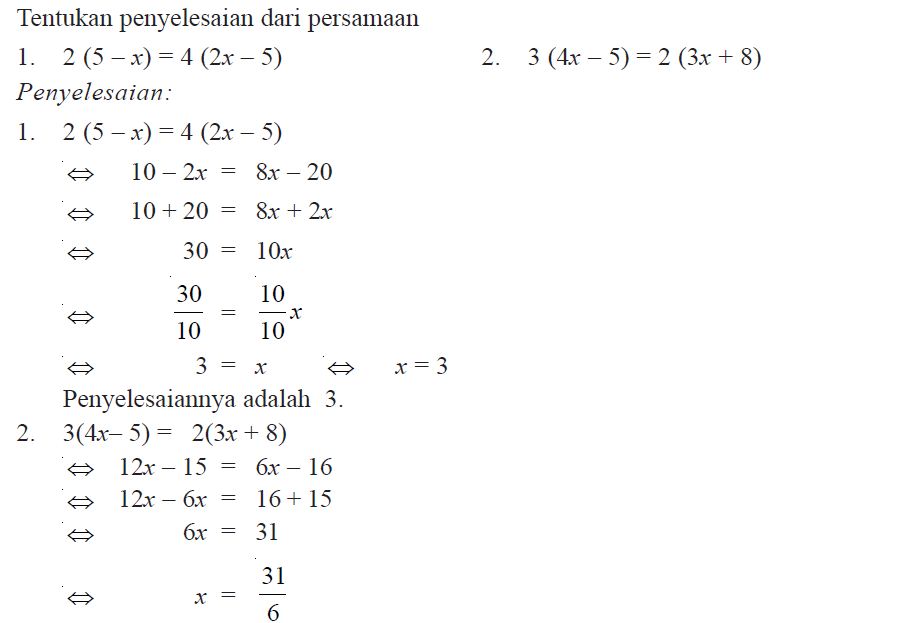 Pengertian dan Contoh Soal Persamaan Linear Satu Variabel PLSV - INFO Pengertian dan Contoh Soal Persamaan Linear Satu Variabel PLSV - INFO