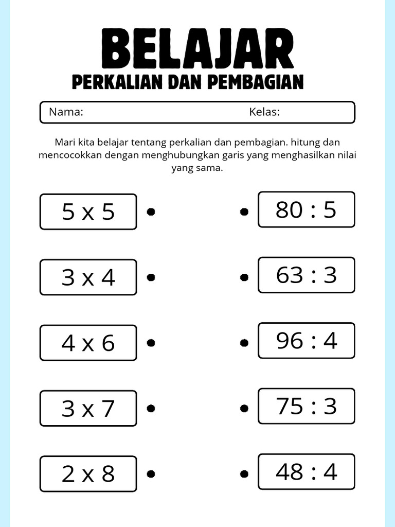 Pembagian dan Perkalian Kelas 3 SD PDF Pembagian dan Perkalian Kelas 3 SD PDF