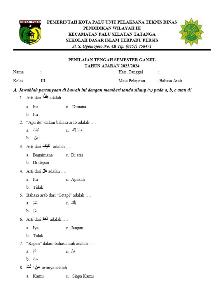 7 Rahasia Kumpulan Soal Bahasa Arab Kelas 3 MI Semester 1 yang Wajib Tahu Sebelum Ujian