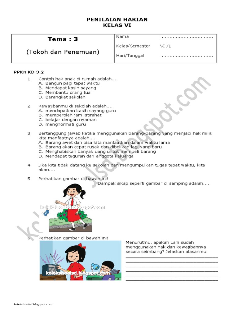 Kumpulan Soal Penilaian Harian PKN Tema 3 Kelas 6 yang Wajib Siswa Kuasai di 2026