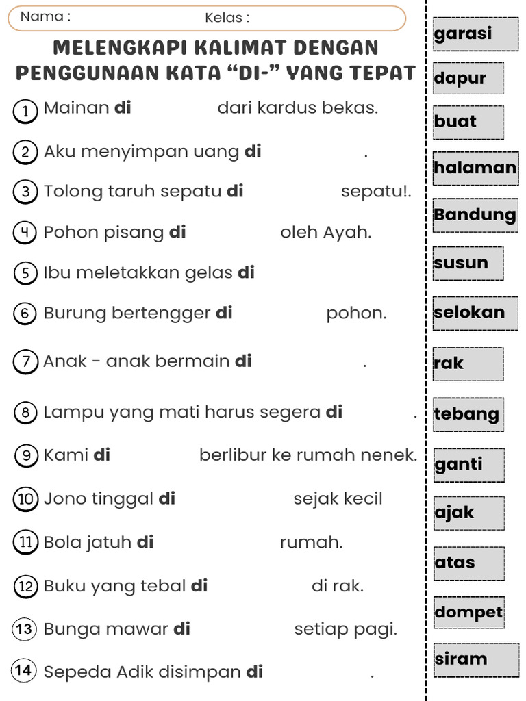 LKPD Link Kuis Melengkapi Kalimat Dengan Penggunaan Kata Di PDF LKPD Link Kuis Melengkapi Kalimat Dengan Penggunaan Kata Di PDF