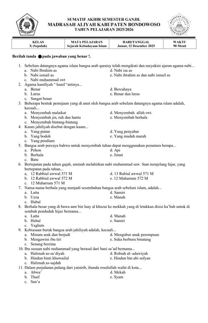 Soal SAS SKI Kelas 10 Sepuluh Soal SAS SKI Kelas 10 Sepuluh PDF Soal SAS SKI Kelas 10 Sepuluh Soal SAS SKI Kelas 10 Sepuluh PDF