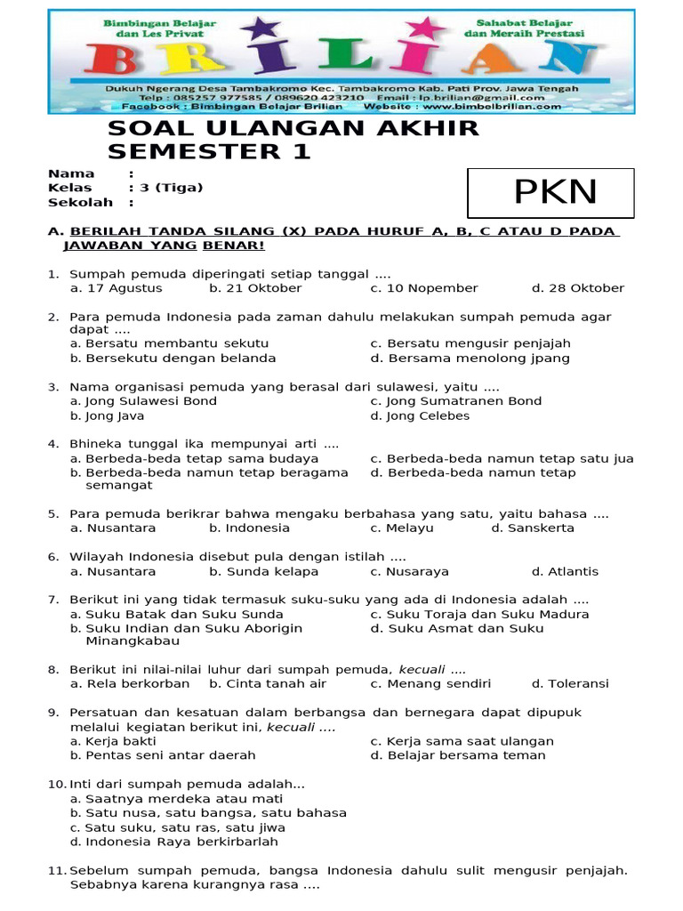 Ternyata Ini Kunci Sukses UKK PKN Kelas 3 SD Berlian, Download Soal Lengkapnya Sebelum Terlambat
