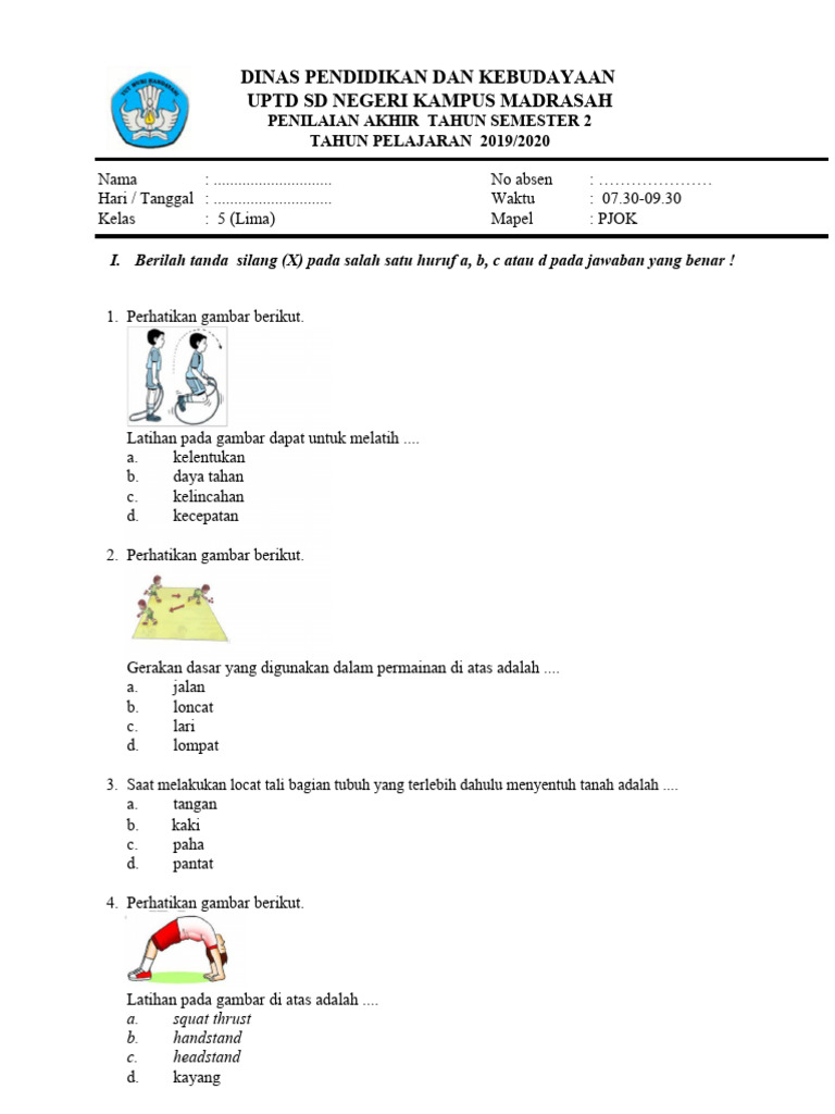 Latihan Soal UKK PJOK Kelas 3 Semester 2 Kunci Sukses Raih Nilai Memuaskan