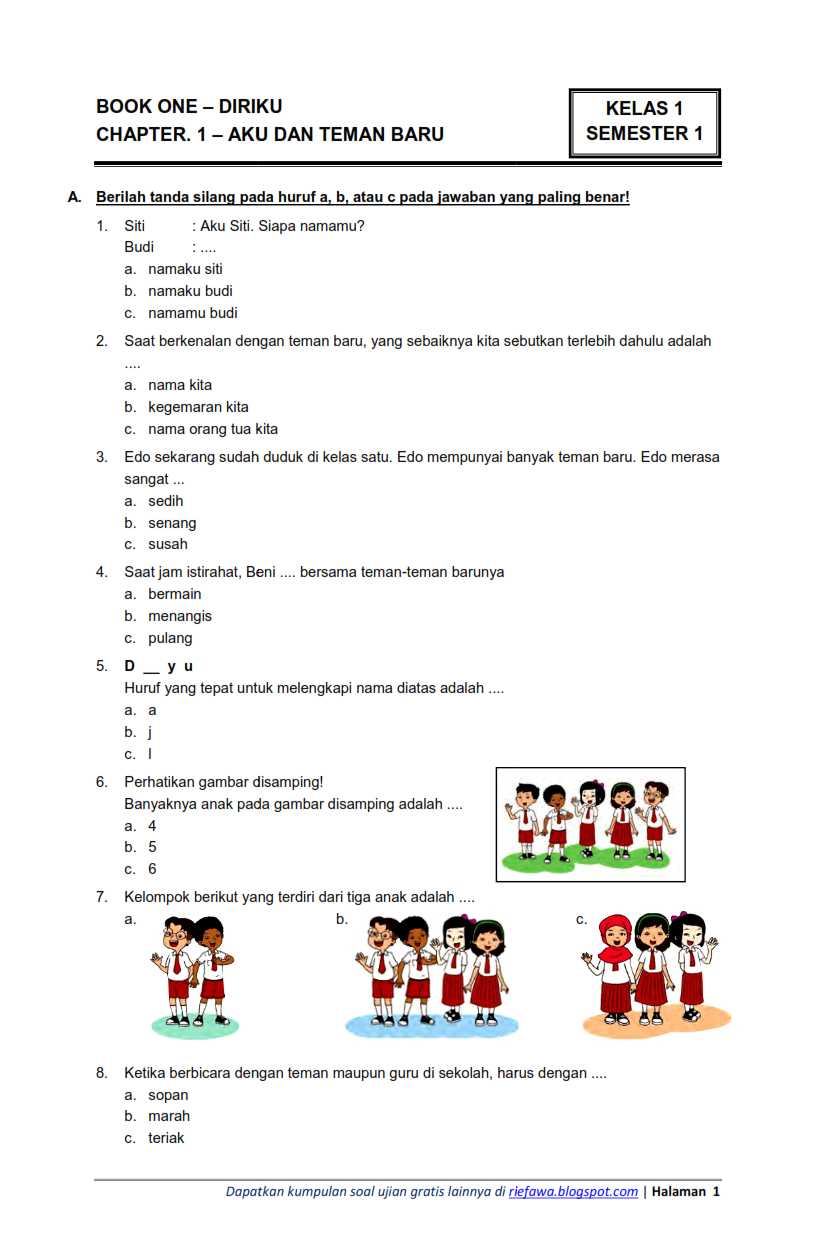 download soal ukk pkn semeter 2 kelas 3 sd k13
