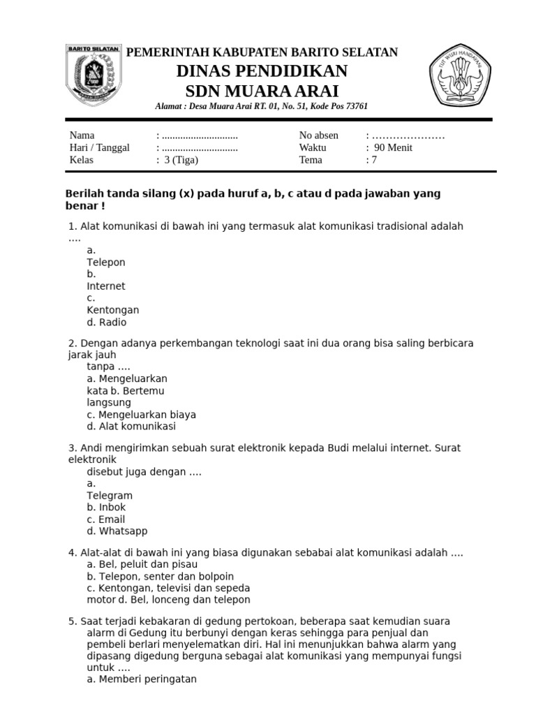 download soal ukk tematik kelas 3 sd terbaru