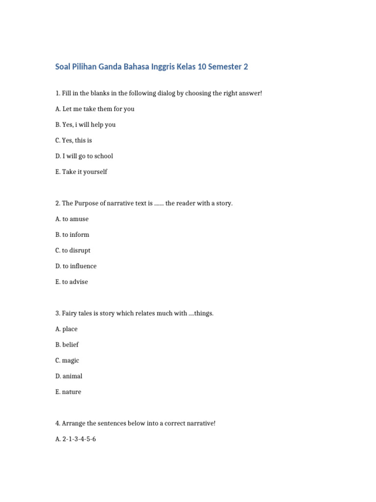 Rahasia Lolos Ujian dengan Bocoran soal bahasa inggris kelas 10 semster 2 Terbaru