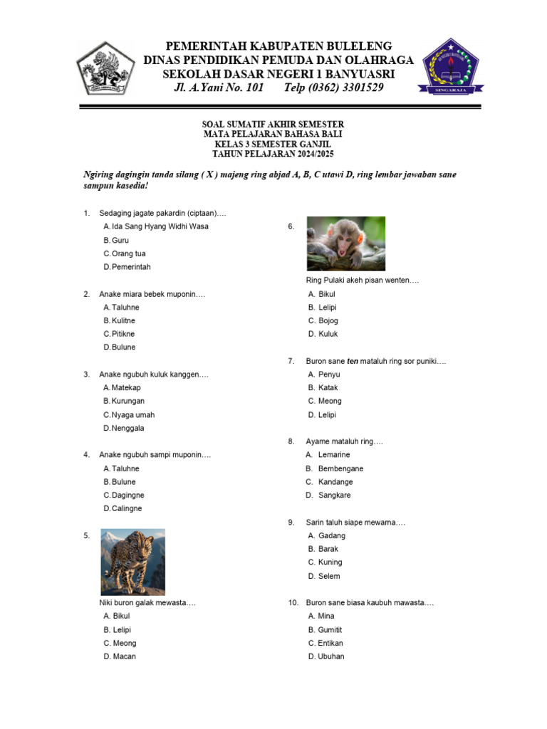 Wajib Tahu Kumpulan Soal Bahasa Bali Kelas 3 SD Agar Nilai Ujian Langsung Melejit Wajib Tahu Kumpulan Soal Bahasa Bali Kelas 3 SD Agar Nilai Ujian Langsung Melejit